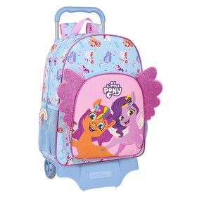 Mokyklinė kuprinė su ratukais My Little Pony Wild & free Mėlyna Rožinė 33 x 42 x 14 cm
